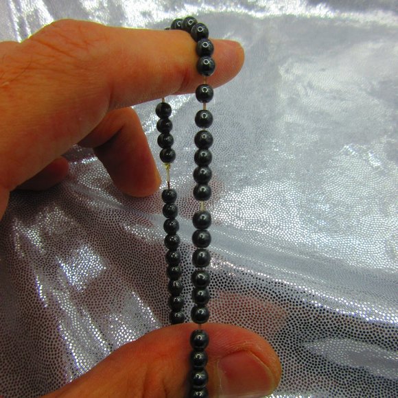 Hematite 4mm Round 7" Stretchy Gemstone Bracelet - Picture 3 of 3